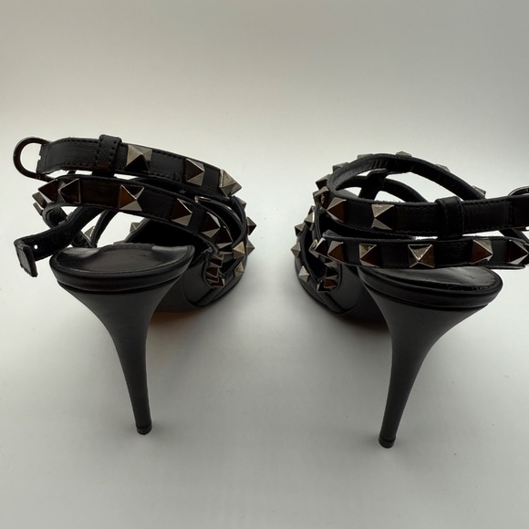 NEW!!! VALENTINO NOIR ROCKSTUD BLACK 100MM SLING BACK PUMPS SIZE 40.5 - Picture 3 of 8